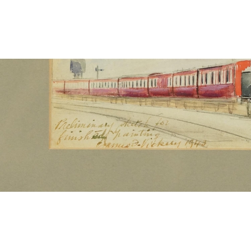 1487 - James Vickery 1943 - Watercolour Preliminary sketch for finished painting of the Mersey Railway Comp... 