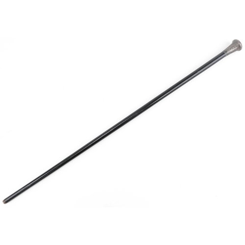 249 - Victorian ebony cane walking stick with silver handle, London 1860, 90cm in length