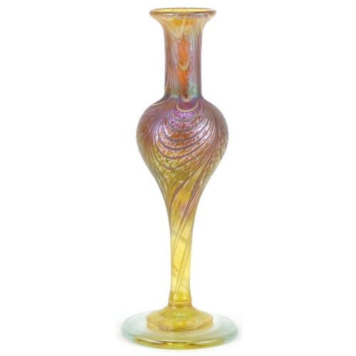 Tiffany style iridescent glass vase, 18cm high