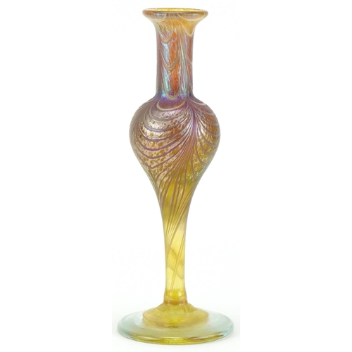 39 - Tiffany style iridescent glass vase, 18cm high