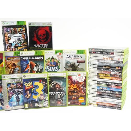 640 - Large collection of Xbox 360 games console games including Borderlands, Assassin's Creed III, Grand ... 