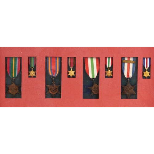 1509 - Military interest selection of World War II style dress medals including miniatures, mounted, framed... 