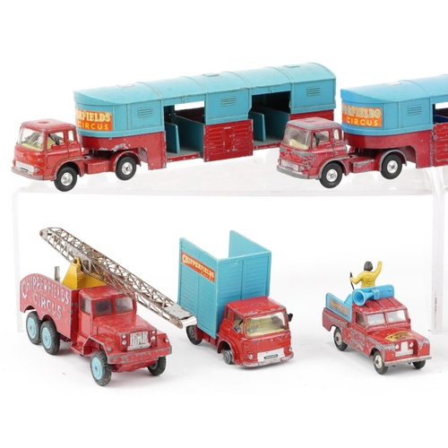 599 - Collection of vintage Dinky Chipperfield's Circus lorries