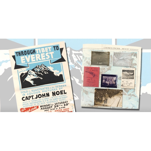 1324 - Captain John Noel 1924 Everest expedition  memorabilia including, glass photographic slides, flag, l... 