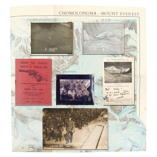 1324 - Captain John Noel 1924 Everest expedition  memorabilia including, glass photographic slides, flag, l... 