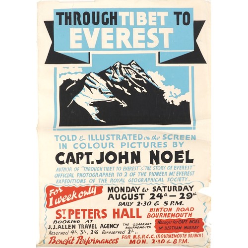 1324 - Captain John Noel 1924 Everest expedition  memorabilia including, glass photographic slides, flag, l... 