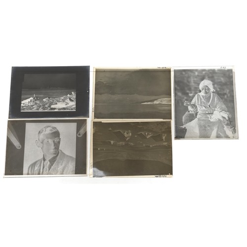 1324 - Captain John Noel 1924 Everest expedition  memorabilia including, glass photographic slides, flag, l... 