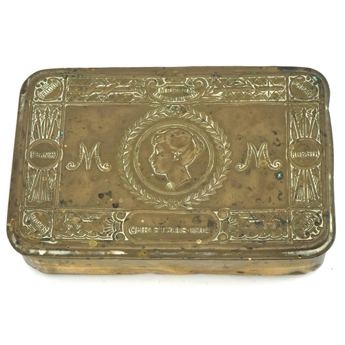 1514 - Military interest World War I brass Mary tin, Christmas 1914