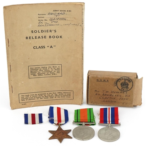 1508 - Military interest World War II medals awarded to PTE T Howard including France and Germany star and ... 