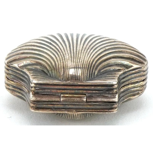 306 - George III silver pillbox in the form of a shell with gilt interior, indistinct maker's mark London ... 