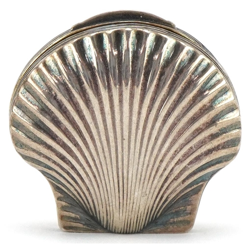 306 - George III silver pillbox in the form of a shell with gilt interior, indistinct maker's mark London ... 