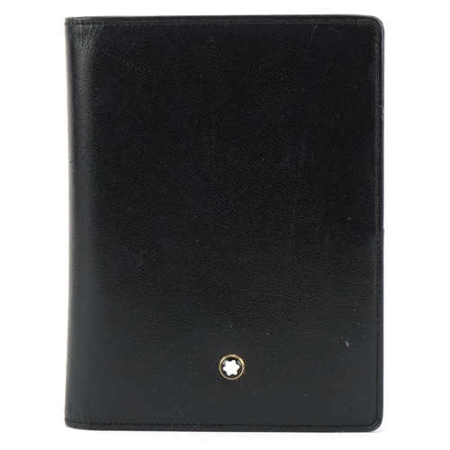 392 - Montblanc black leather hand held organiser case with certification card, 12.5cm x 9.5cm