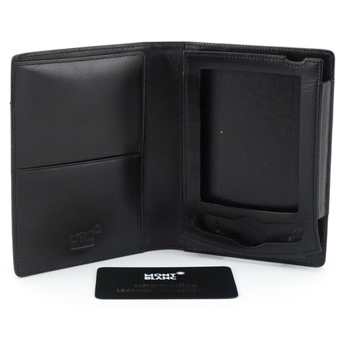 392 - Montblanc black leather hand held organiser case with certification card, 12.5cm x 9.5cm