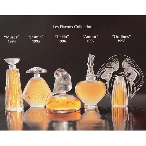 390 - Lalique - The Special Ultimate Collection, five miniature Lalique glass scent bottles and contents w... 