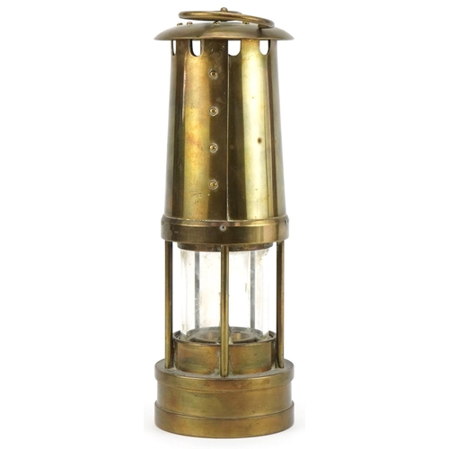 102 - E Thomas & Williams Ltd brass miner's lamp numbered 110881, 25cm high