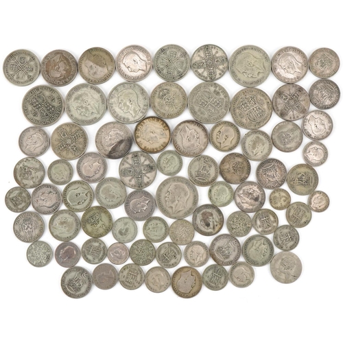 1243 - Pre 1947 silver coinage to include half crowns, florins, shillings and sixpences, 468g