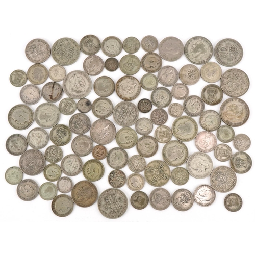 1242 - Pre 1947 silver coinage to include half crowns, florins, shillings, sixpences and silver threepenny ... 