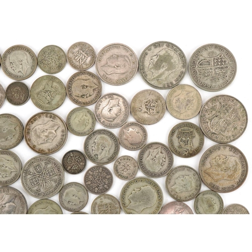 1242 - Pre 1947 silver coinage to include half crowns, florins, shillings, sixpences and silver threepenny ... 