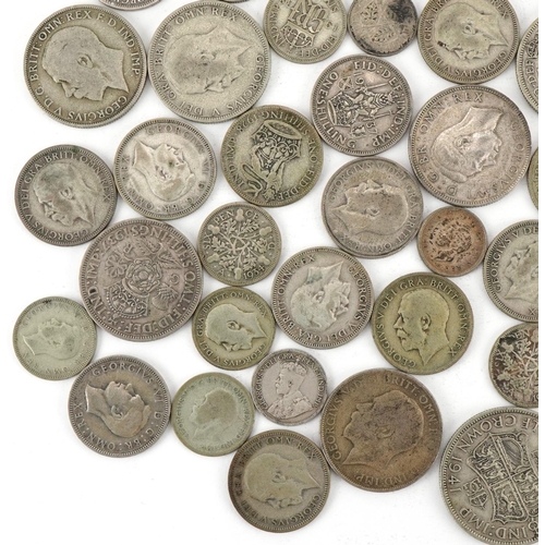 1242 - Pre 1947 silver coinage to include half crowns, florins, shillings, sixpences and silver threepenny ... 