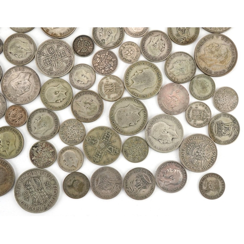 1242 - Pre 1947 silver coinage to include half crowns, florins, shillings, sixpences and silver threepenny ... 