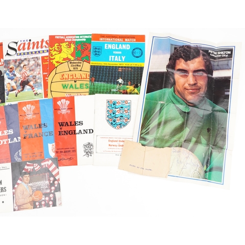 1446 - Football programmes for England, Wales, two Swindon Town Don Rogers signed autographed programmes, P... 