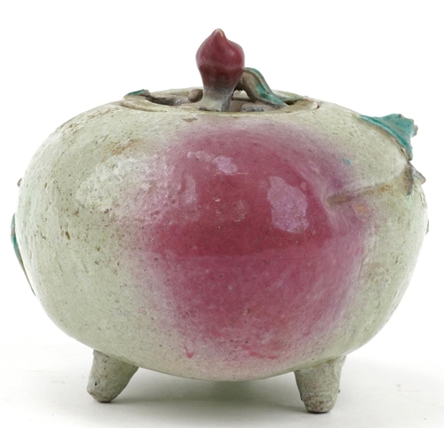 69 - Chinese porcelain incense burner in the form of a peach, 16cm in diameter