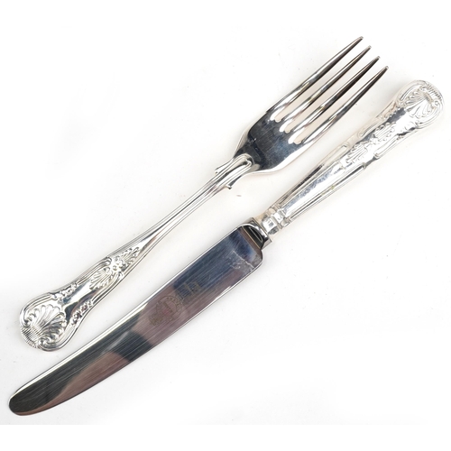 385 - Mahogany canteen of Sheffield silver plated King's pattern cutlery, the canteen 46cm wide