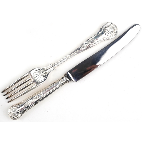 385 - Mahogany canteen of Sheffield silver plated King's pattern cutlery, the canteen 46cm wide