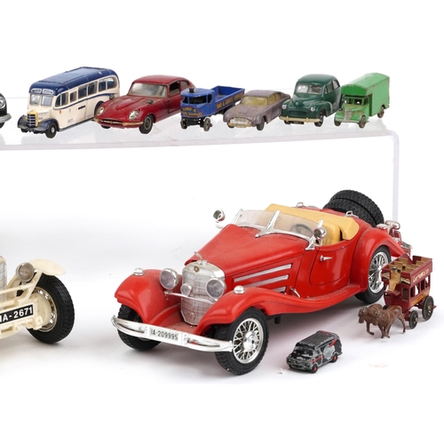 584 - Vintage and later diecast vehicles including Burago Alfa Romeo 2300 Spider, Burago Mercedes Benz SSK... 