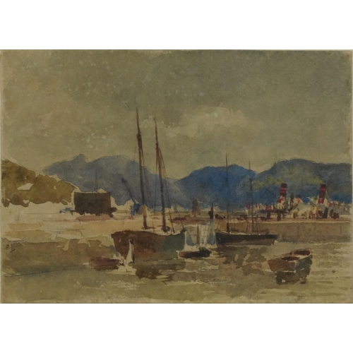 1086 - Vincent Philip Yglesias - Rothesay Harbour, late 19th/early 20th century watercolour, label verso, m... 