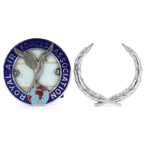 1465 - Motoring interest Royal Air Force Association car badge and a Cadillac emblem, the largest 9.5cm in ... 