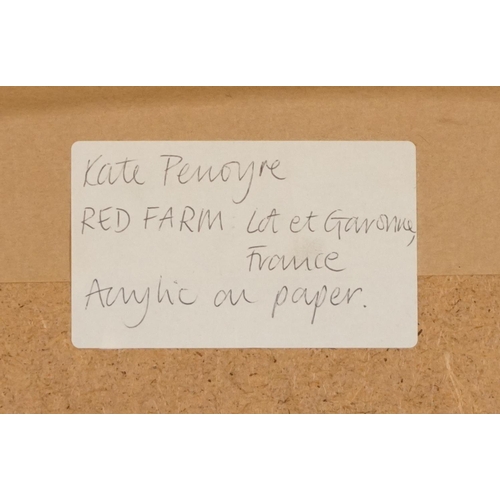 482 - Kate Penoyre - Red Farm Lot et Garonne France, acrylic on paper, contemporary mounted, framed and gl... 