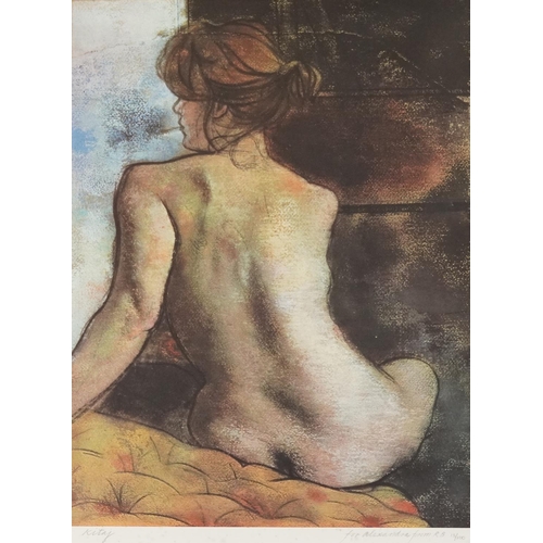 1160 - Kataj - Nude lady, pencil signed limited edition print, mounted and framed, 67cm x 39cm