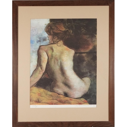 1160 - Kataj - Nude lady, pencil signed limited edition print, mounted and framed, 67cm x 39cm