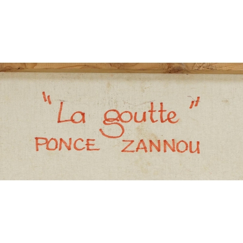 480 - Ponce Zannou - La Goutte- Pair of abstract oil on canvases, unframed, the largest 98cm x 68cm