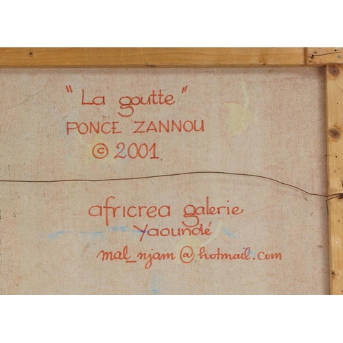 480 - Ponce Zannou - La Goutte- Pair of abstract oil on canvases, unframed, the largest 98cm x 68cm