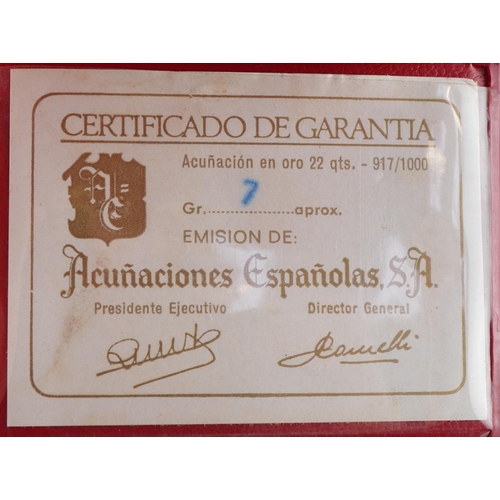 1222 - Francisco Franco 1966 gold coin with certificate, 7.0g