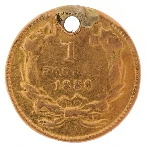 1223 - 1886 American gold one dollar, 1.6g