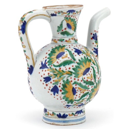 119 - Ottoman Turkish Kütahya pottery water jug, 19.5cm high