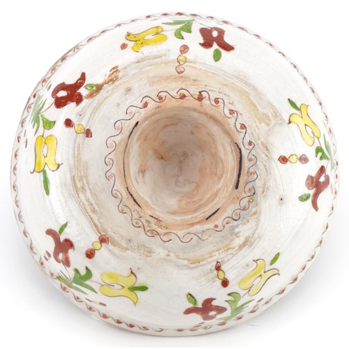 122 - Ottoman Turkish Kütahya lemon squeezer hand painted with flowers, 16cm in diameter