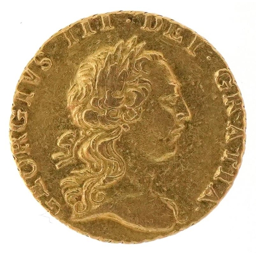 1221 - George III 1762 gold quarter guinea, 2.2g