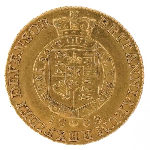 1218 - George III 1803 gold half guinea, 4.3g