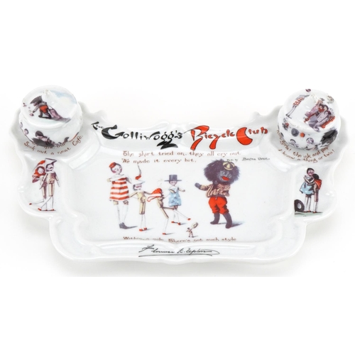 310 - The Golliwogg's Bicycle Club porcelain novelty inkwell, T & R Boote Waterloo England mark to the bas... 