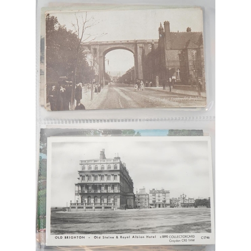 1314 - Album of Brighton postcards including Pier entrance, Brighton Main Road to London, The Old Chain Pie... 