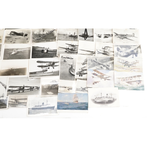 1310 - Collection of aviation postcards, including photographic flying boats, formation flying, flying over... 