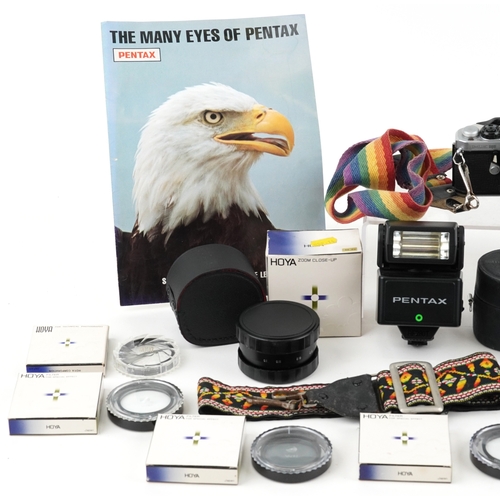 455 - Pentax camera numbered 2539880 with accessories and brochures