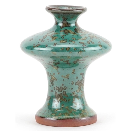 1137 - Chinese porcelain vase having a Jun type spotted turquoise glaze, 10cm high