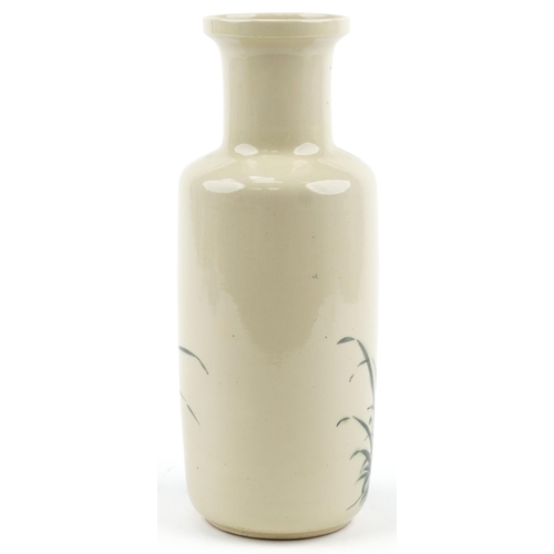 1171 - Hand painted floral pottery vase, 42cm high