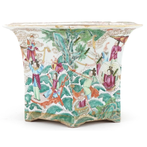 281 - Chinese porcelain famille rose pot hand painted with immortals, 17cm high