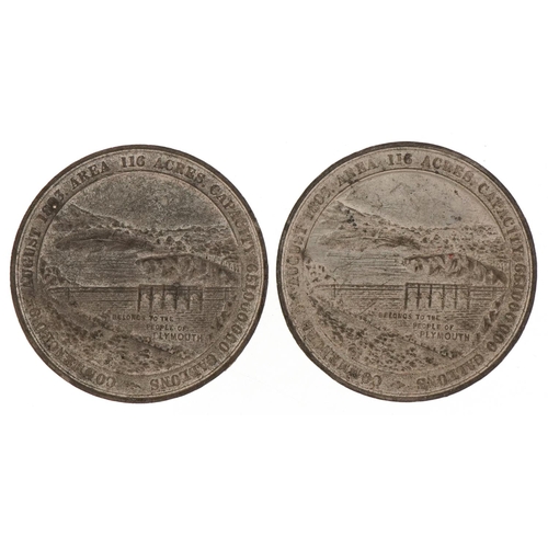 1334 - Two Victorian tokens for the Plymouth The Burrator Reservoir 21st September 1898, a gift from J. T. ... 